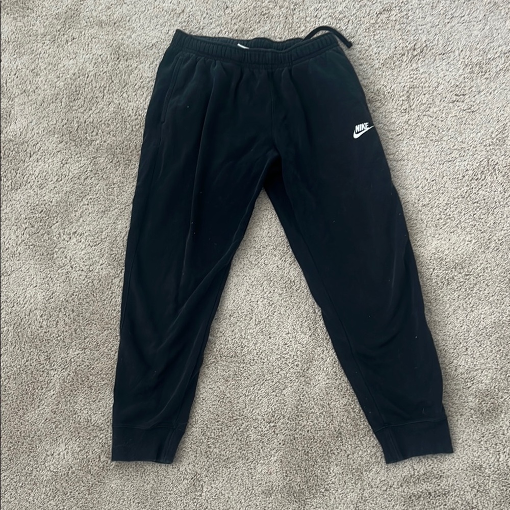 Nike Black Tapered Sweatpants with Elastic Cuffs